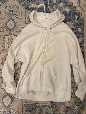 Hollister White Zip up Sweatshirt
